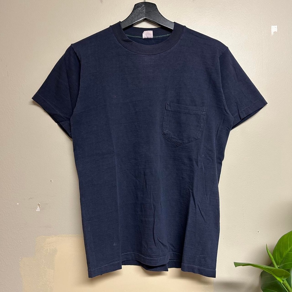 Vintage 50s 60s Penneys Towncraft Faded Navy Selvedge Pocket T Shirt Mens M